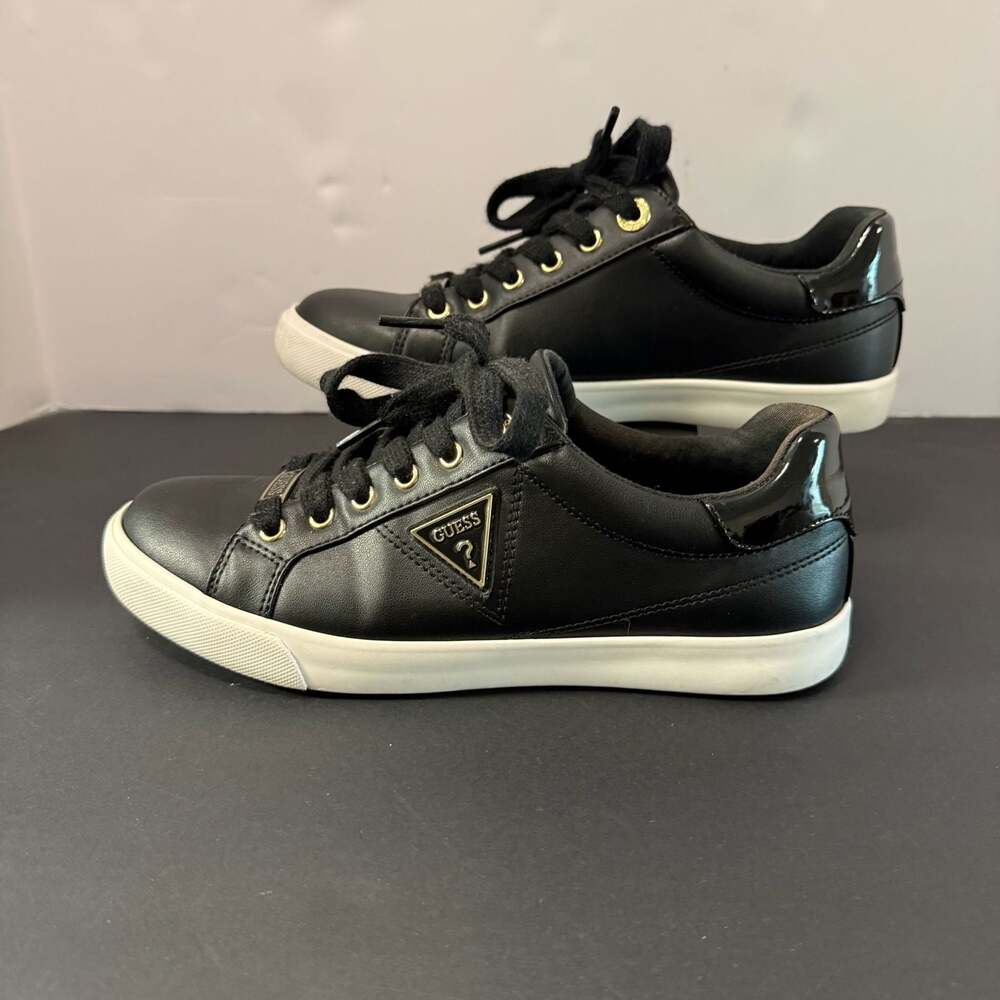GUESS River Women's Black Low-Top Sneakers with Gold Hardware Size 7.5 - Picture 5 of 15